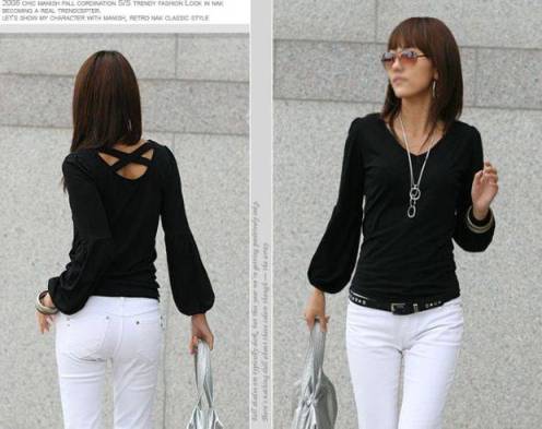 siyah sırt dekolteli bluz