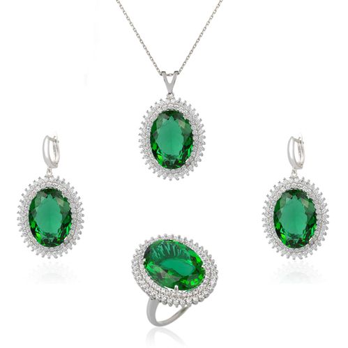 yeşil taşlı gümüş takım blank